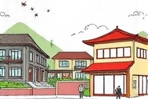 条漫《云朵回收站》中漂浮在屋顶上方被网兜接住的云朵